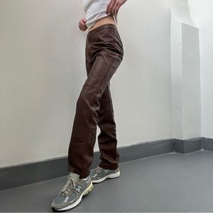 Doncaster brown leather pants long